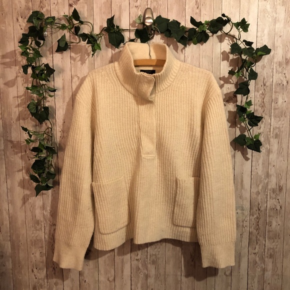 J. Crew Sweaters - J. Crew Lambswool Ribbed Popover Sweater L